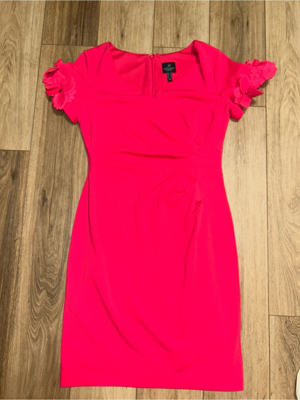 Adrianna Papell Hot Pink Floral Sleeve Sheath Dress